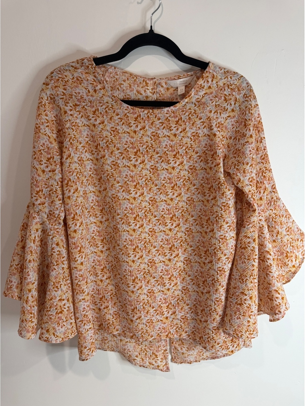 LC Lauren Conrad Women's Floral Bell Sleeve Blouse, Size XS